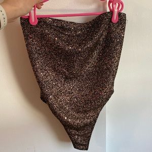 Gold Glitter Strapless Bodysuit - Forever 21 NWT